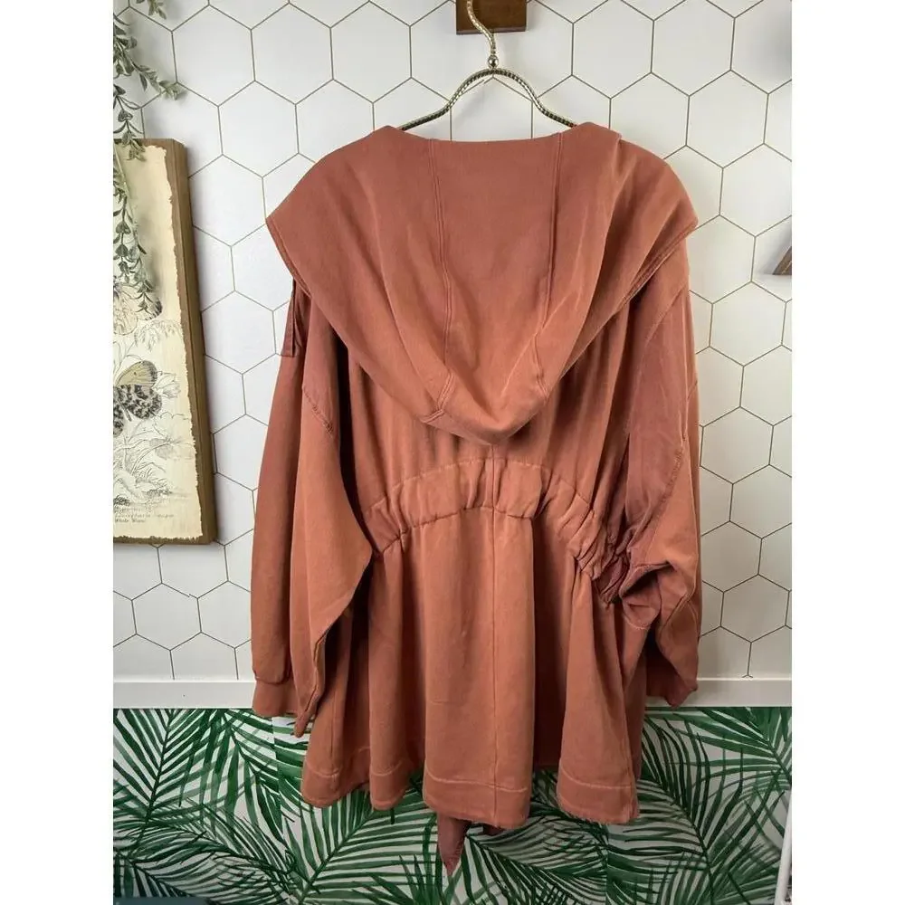 Free People Boho Asymmetrical Drape Hooded Jacket w/ Cinched Waist - Size -Small